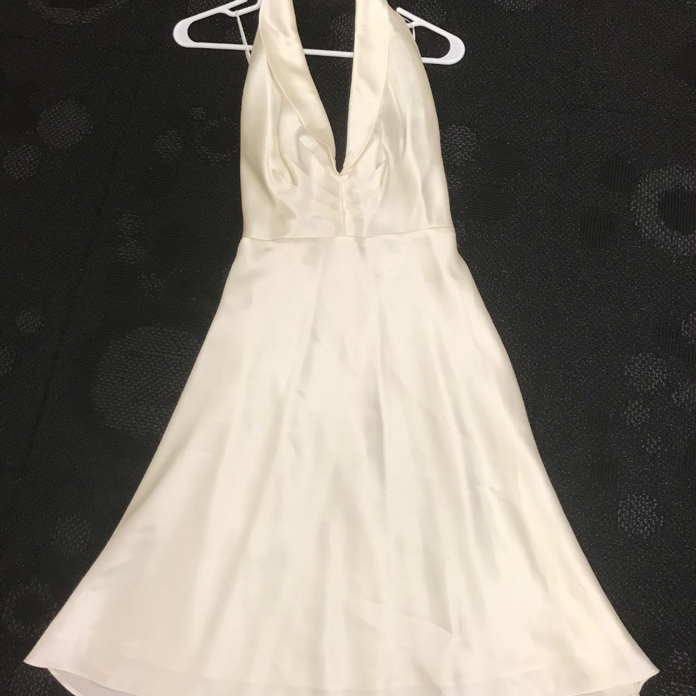ABS Evening - Backless Plunge Halter Dress